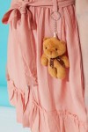 Somon Düğmeli Ayıcıklı Kısa Kollu Kız Çocuk Elbise 15304