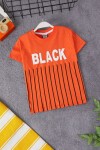 Turuncu Çizgili Black Yazılı Erkek Çocuk T-shirt 15363