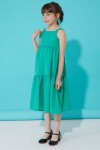 Yeşil Desenli Kız Çocuk Askılı Elbise 15301