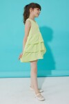 Yeşil Volanlı Düğmeli Kız Çocuk Elbise 15266