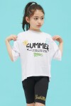 Beyaz Summer Yazılı Sırtı Baskılı Oversize Kız T-shirt 15376