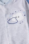 Erkek Bebek Gri Bulut Baskı 0-3 Ay Çıtçıtlı Tulum 13186