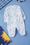 Erkek Bebek Mavi Bulut Baskı  0-3 Ay Çıtçıtlı Tulum 0941B