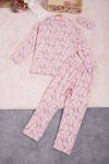 Kalpli Tavşan Baskılı Göz Bantlı Kız Çocuk Pijama Takımı 16339