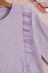 Lila Önü Fırfırlı Fitilli Uzun Kollu Sweatshirt  16277
