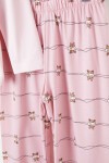 Pembe Çizgili Hayvan Desenli Göz Bantlı Kız Pijama Takımı 16334