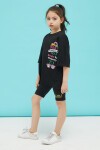 Siyah Ön ve Arkası Baskılı Oversize Kız T-shirt 15381