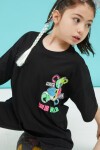Siyah Sırt Baskılı Ayıcıklı Oversize Kız T-shirt 15379