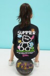 Siyah Summer Yazılı Sırtı Baskılı Oversize Kız T-shirt 15377