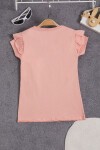 Somon Tavşan Detaylı Fırfırlı Kız Çocuk T-shirt 15542