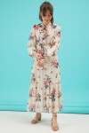 Yakası Kuşaklı Kız Şifon Elbise 16060