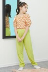 Yeşil Desenli Bluz ve Pantolonlu Kız Takım 15391