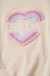 Krem Renkli Kalp Desenli Payetli Kız Çocuk Sweatshirt 16697
