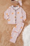 Pembe Çizgili Ayıcıklı Kız Çocuk Pijama Takımı 17164