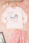Tavşan Baskılı Yazılı Kız Çocuk Pijama Takımı 16338